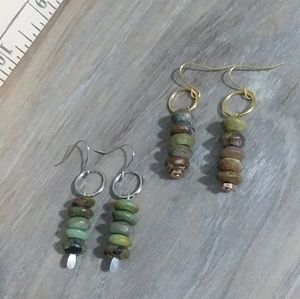 NATURE STONES. Gold OR silver drop earrings!